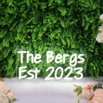 The Bergs Est 2023 White Neon Sign