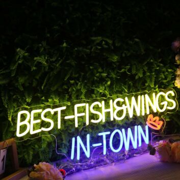 Best Fish And Wings In Town Neon Sign
