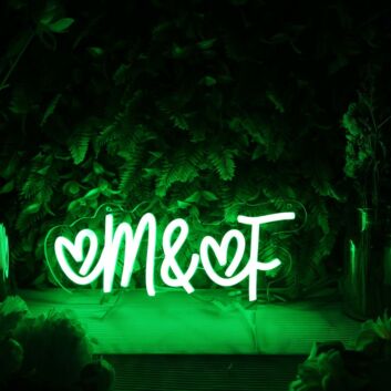 M And F Green Neon Sign