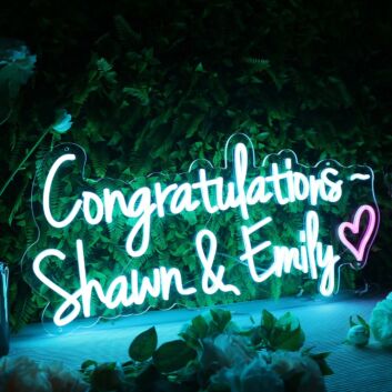 Congratulations Shawn And Emily Blue Neon Sign