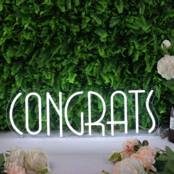 Congrats White LED Neon Sign