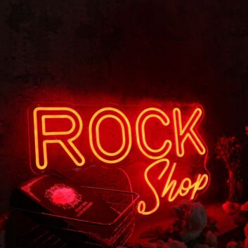 Rock Shop Orange Neon Sign