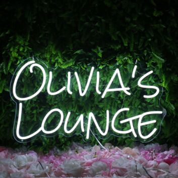Olivias Lounge White Neon Sign