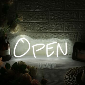 White Open Neon Sign