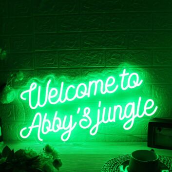 Welcome to Abbys Jungle Green Neon Sign