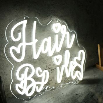 Hair Braids White Neon Sign
