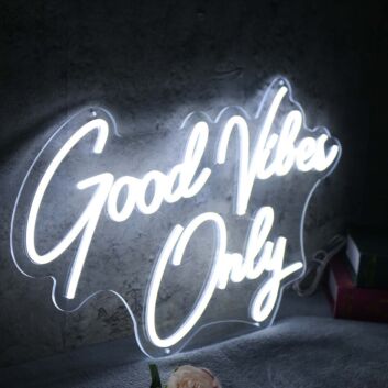 Good Vibes Only White Neon Sign