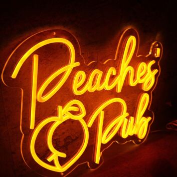 Peaches Pub Orange Neon Sign