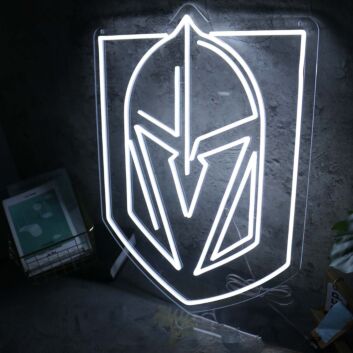 Knight Helmet White Neon Sign