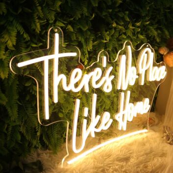 There is No Place Like Home Yellow Neon Sign