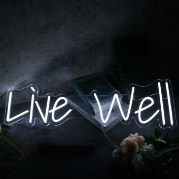 Live All White Neon Sign