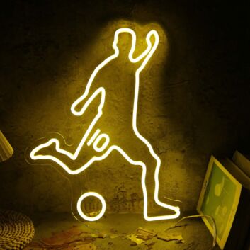 Volleying Soccer Yellow Neon Sign