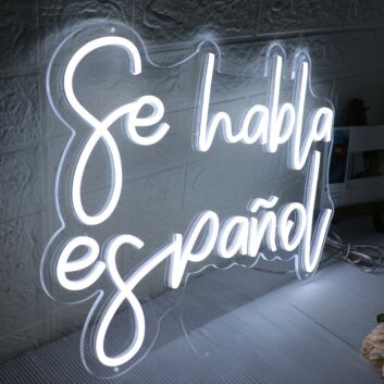 Se Habla Espanol White Neon Sign