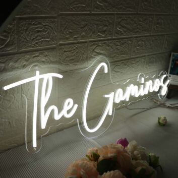 The Gaminos White Neon Sign