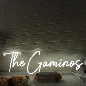 The Gaminos White Neon Sign