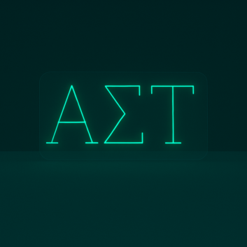 Alpha Sigma Tau ΑΣΤ LED Neon Sign Celebrating Sisterhood and Empowerment