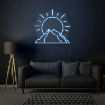 Sun behind mountain LED neon sign