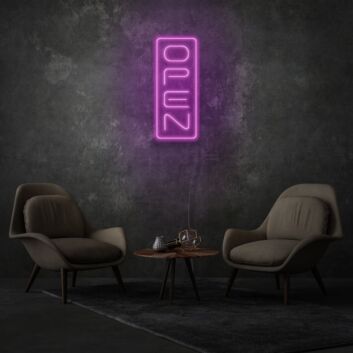 Customize Vertical Open Sign Neon Stylish Entry Announcement