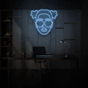 Girl with Heart Glasses Neon Love at First Sight