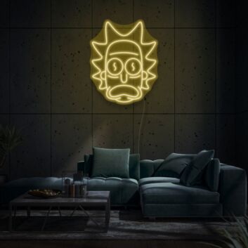 Rick's Face Neon Art Tribute to Popular Culture
