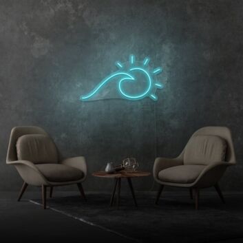 Sun and Sea Wave Neon Artistic Representation of Beachside Serenity