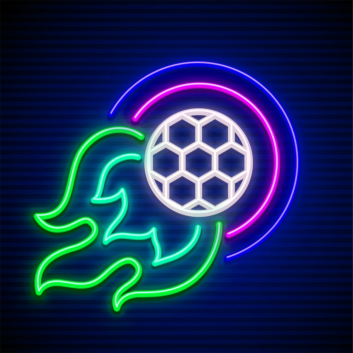 Touchdown Inferno Football Ball Flying and Burning Neon Sign