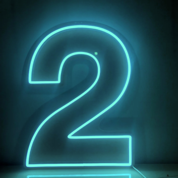 Number 2  LED Neon Sign