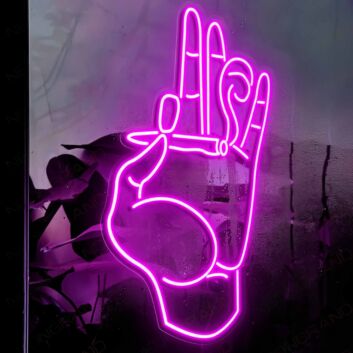 Pinching Cigarette  Neon Sign