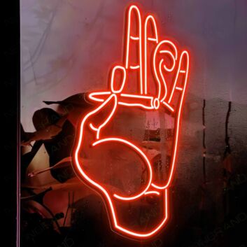 Pinching Cigarette  Neon Sign