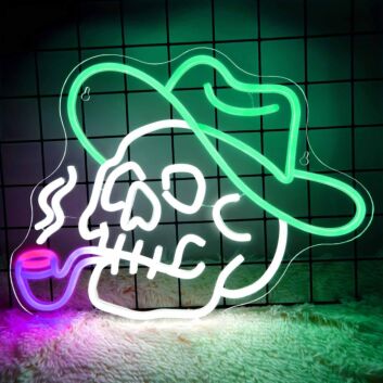 Cool Smoking Skull  Neon Sign