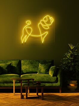 Pug Neon Quirkiness and Charm in a Bright Display