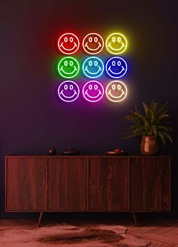 Smiley Wall Neon Joy and Positivity in Every Bulb
