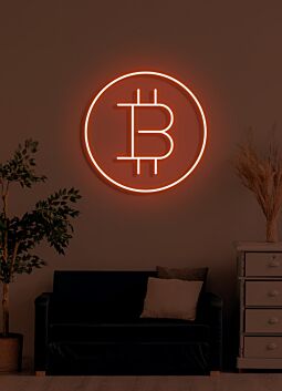Bitcoin Neon Dazzling Symbol of the Digital Age&#039;s Currency Revolution
