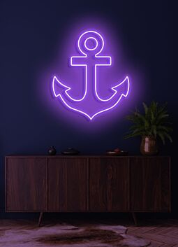 Anchor Neon Illuminating Stability and Strength, Perfect for Nautical Themes
