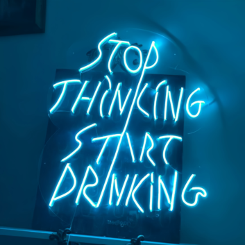 Stop Thinking Neon Prompt to Action