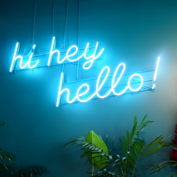 Hi Hey Hello Neon Sign Illuminate Your Greeting with Vibrant Energy