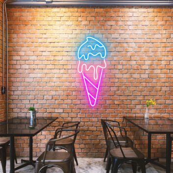 Double Scoop Ice Cream Fun Neon Display for Ice Cream Stands
