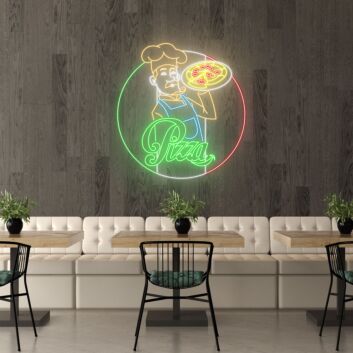 Customize Pizza &amp; Chef Celebrate Culinary Art with Neon Display