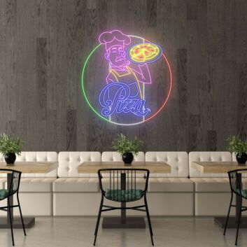 Customize Pizza & Chef Celebrate Culinary Art with Neon Display