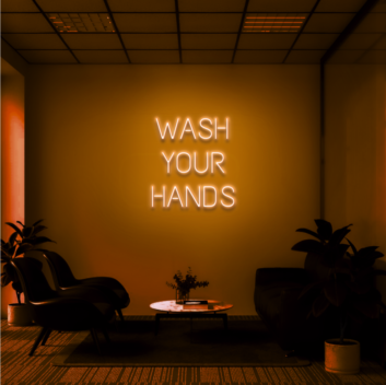 Wash your hands Add a Fun Twist to Hygiene with Neon Sign