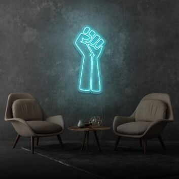 Raised fist Empower and Inspire with Bold Neon Sign
