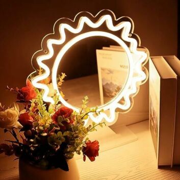 Radiant Sunburst Neon Mirror Signs