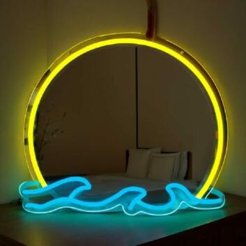 Sunset Wave Glow Neon Mirror Sign
