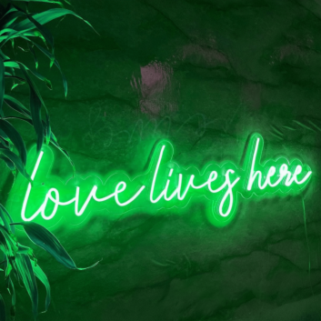 Love Live Here Neon Sign: Empower Your Space with Vibrant Love and Feminine Energy