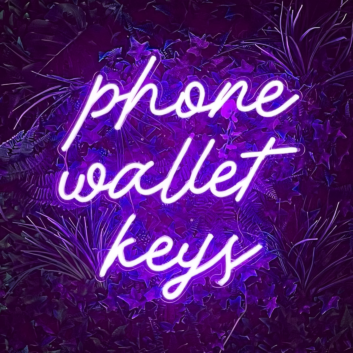 Phone Wallet Keys: Keep Your Essentials in Check with Our Vibrant Neon Sign!