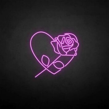 Rose with heart&#39; neon sign