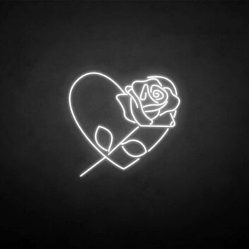 Rose with heart&#39; neon sign