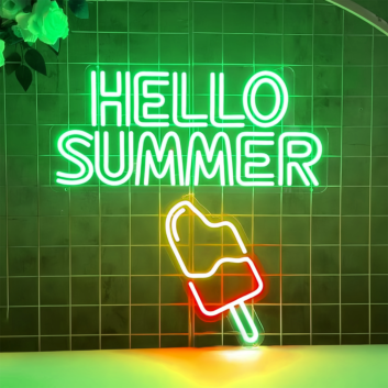 Customize Hello Summer Popsicle Ice Cream Neon Sign