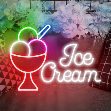 Customize Creamy Delight Ice Cream Cup Neon Sign