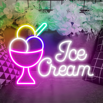 Customize Creamy Delight Ice Cream Cup Neon Sign